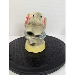 Vintage 1950s? Ceramic Elephant Coin Bank Hand Painted Nursery Decor Figurine